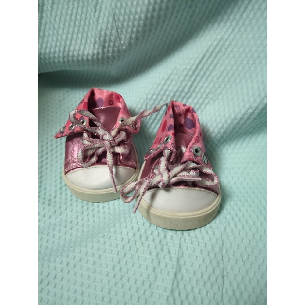 Pink Heart Converse Build-A-Bear Shoes, Fold Down High Tops Shiny EUC